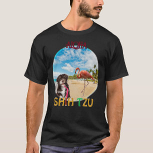 Shih Tzu& Flamingo Relaxes in Summer T Shirt