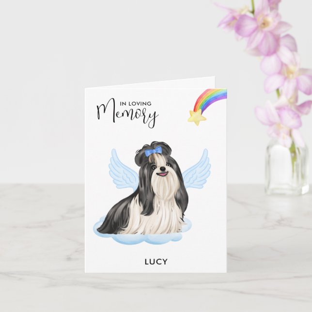 Shih Tzu Angel Hund Memorial Pet Loss Sympathy Kort (Orkide)