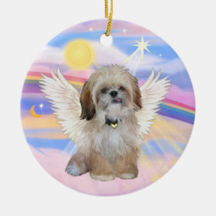 Shih Tzu Angel i himlens moln Julgransprydnad Keramik