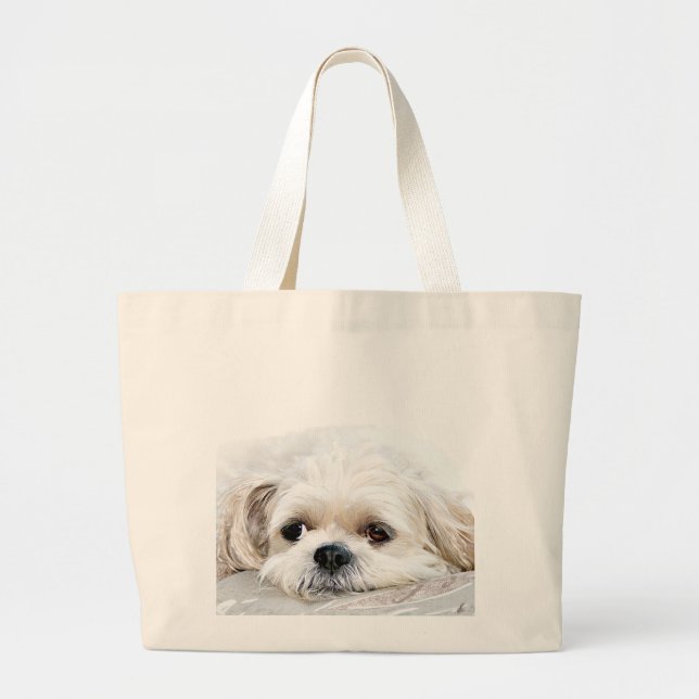 Shih Tzu ansikte tote Jumbo Tygkasse (Framsidan)