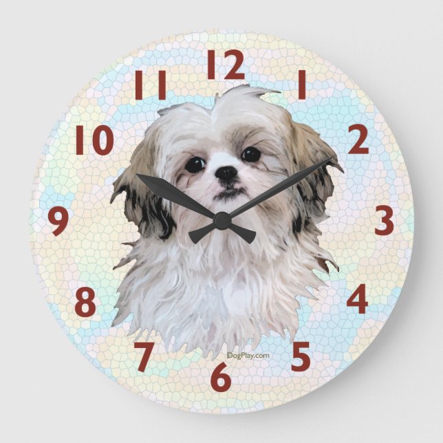 Shih Tzu Art Clock Stor Klocka (Framsida)