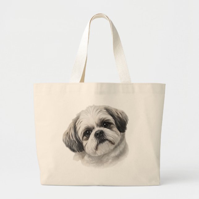 Shih Tzu Art Tote Bag Jumbo Tygkasse (Framsidan)