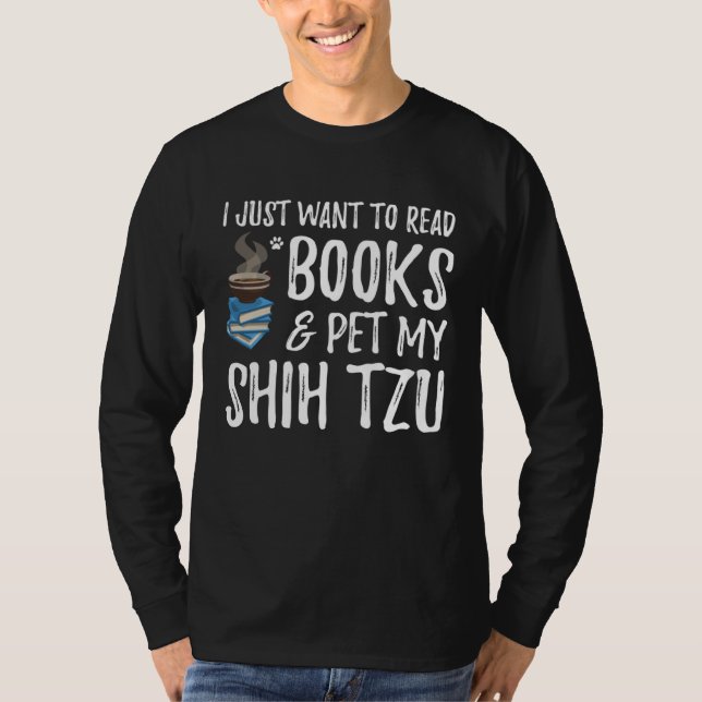 Shih Tzu Avid Book Reader  Dog Mom T Shirt (Framsida)
