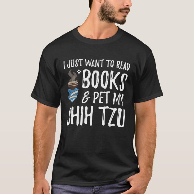 Shih Tzu Avid Book Reader  Dog Mom T Shirt (Framsida)