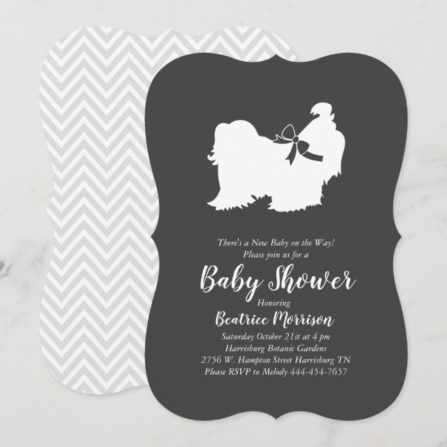Shih Tzu Baby Shower Gender Neutral Inbjudningar (Fram/baksida)