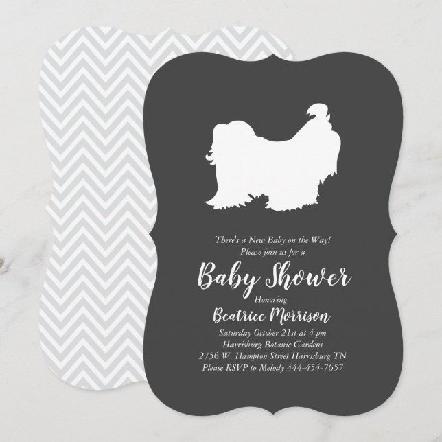 Shih Tzu Baby Shower Gender Neutral Inbjudningar (Fram/baksida)