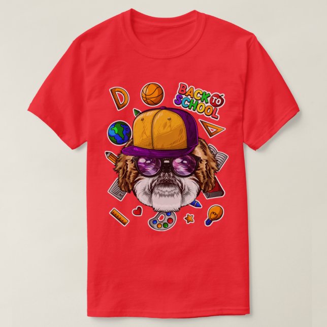 Shih Tzu Back to school första dagen i Hund T Shirt (Design framsida)