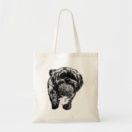Shih Tzu Ball Game Art | Dog Tote Bag Tygkasse