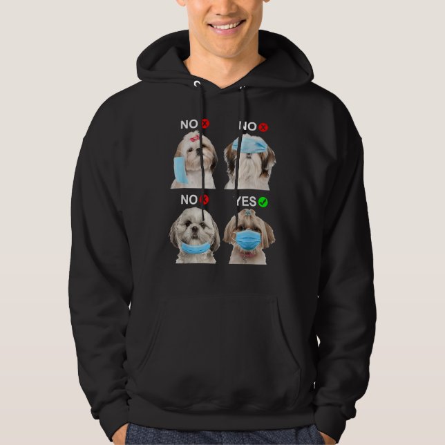 Shih Tzu Bära Ansikte Mask Höger Hund För manar Wo Hoodie (Framsida)