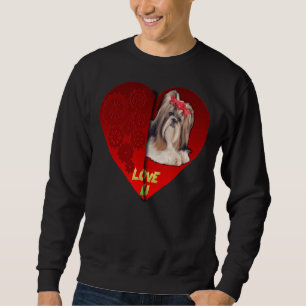 Shih Tzu Big Red Heart Lång Ärmad Tröja