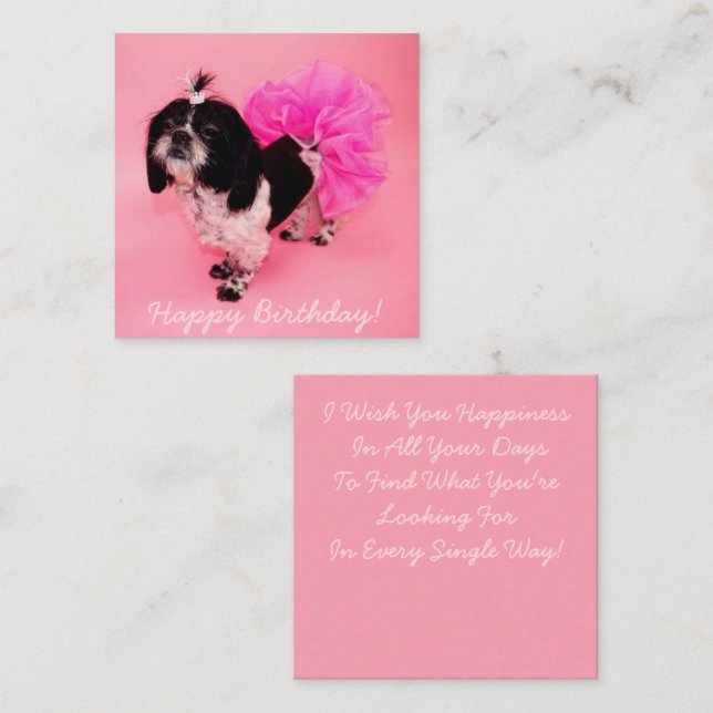 Shih Tzu Birthday Anteckningskort (Fram/baksida)