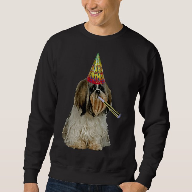 Shih Tzu Birthday Lång Ärmad Tröja (Framsida)