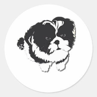 Shih Tzu Black White Hund Pet Runt Klistermärke