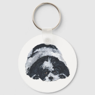 Shih Tzu Black & White Nyckelring
