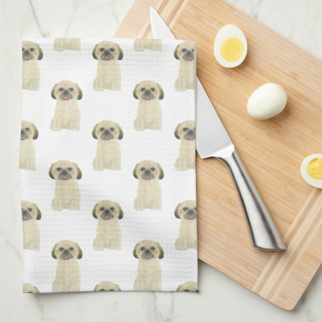 Shih Tzu (Blonde Tan Golden) Kökshandduk (Vikt i Fjärdedel)