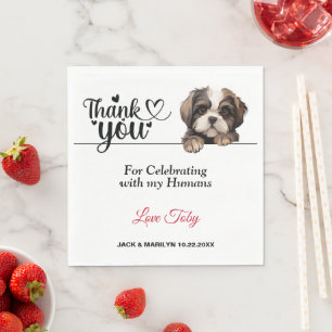 Shih Tzu Bröllop Tack Pappersservett
