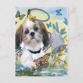 Shih Tzu Butterfly Chaser Card Vykort