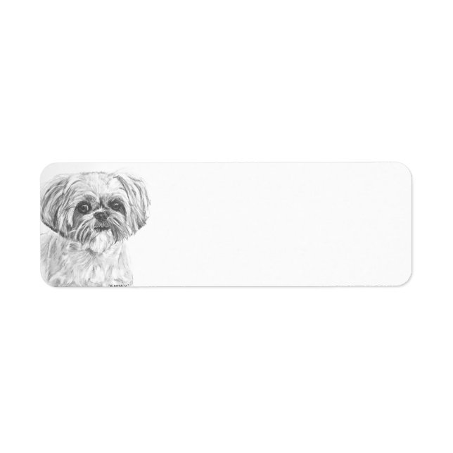 Shih Tzu Charcol Returadress Etikett (Framsidan)