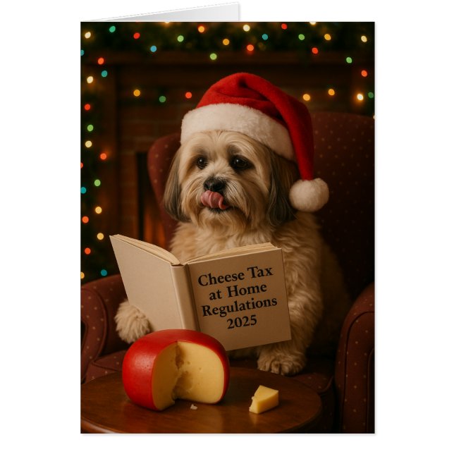 Shih Tzu 'Cheese Tax' Christmas card Hälsningskort (Framsidan)