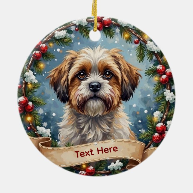 Shih Tzu Christmas Julgransprydnad Keramik (Baksidan)