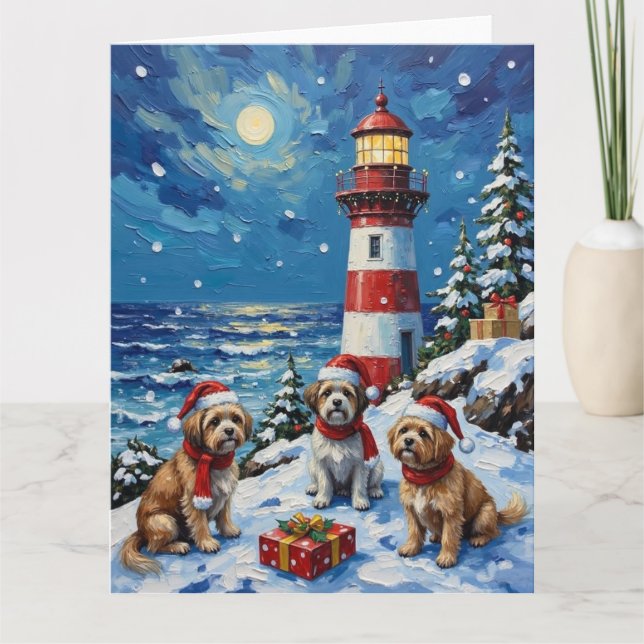 Shih Tzu Christmas Lighthouse Holiday Kort (Framsida)
