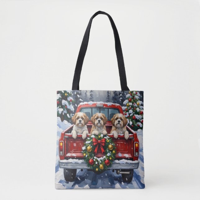 Shih Tzu Christmas Red Truck Holiday Tygkasse (Framsida)