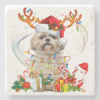 Shih Tzu Christmas Reindeer | Christmas Lights Stenunderlägg