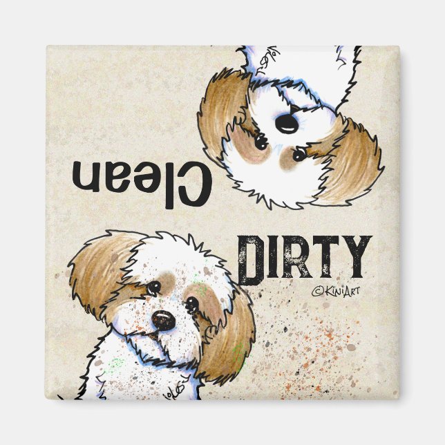 Shih Tzu Clean Dirty Dishwasher magnet (Framsidan)