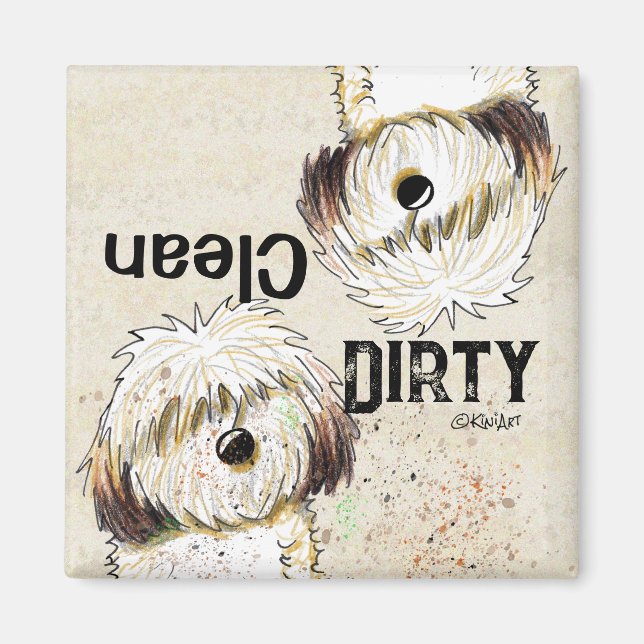Shih Tzu Clean Dirty Dishwasher magnet (Framsidan)