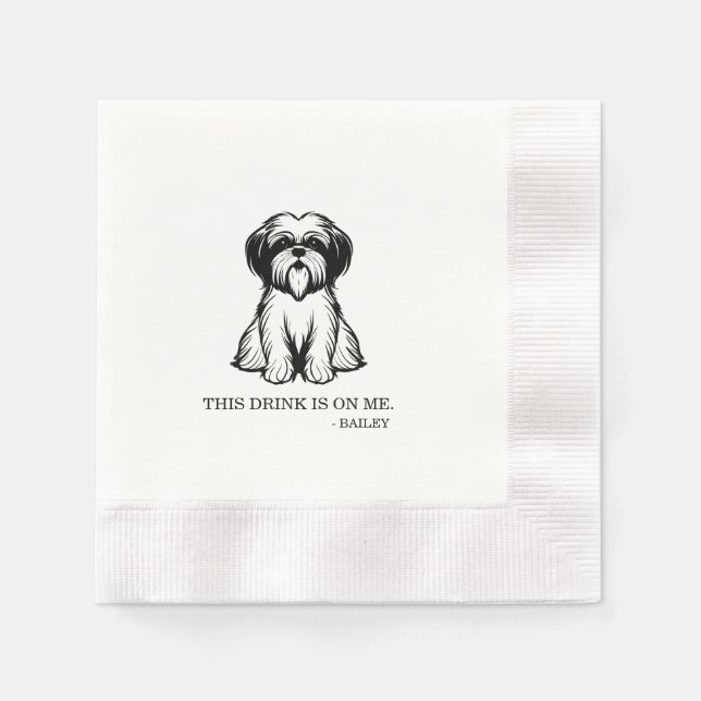 Shih Tzu Cocktail Napkin Pappersservett (Framsidan)