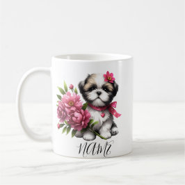 Shih Tzu Coffee Mugg - Cute Puppy with Flowers Gif