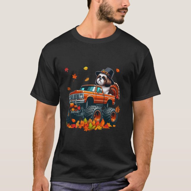 Shih Tzu Cosplay Turkiet på Monster Lastbil Thanks T Shirt (Framsida)
