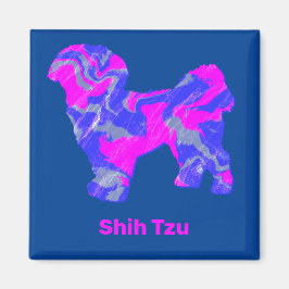 Shih Tzu Cute Hund Silhouette Crazy Shock rosa & B Magnet
