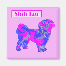 Shih Tzu Cute Hund Silhouette Rosa &Blue Silhouett Magnet
