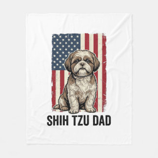 Shih Tzu Dad Patriotic Vintage Dog Shirt Design_1 Fleecefilt