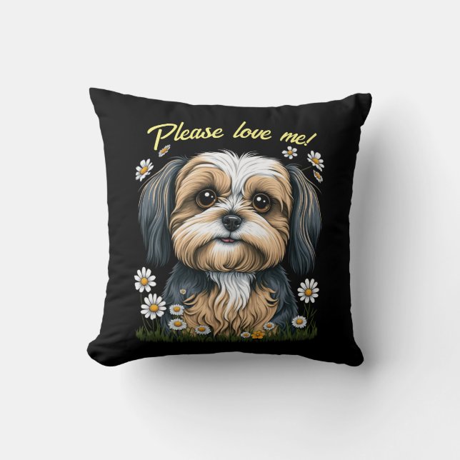 Shih Tzu Dekorativ kudde med Anpassade text (Framsida)