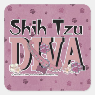 Shih Tzu DIVA Fyrkantigt Klistermärke