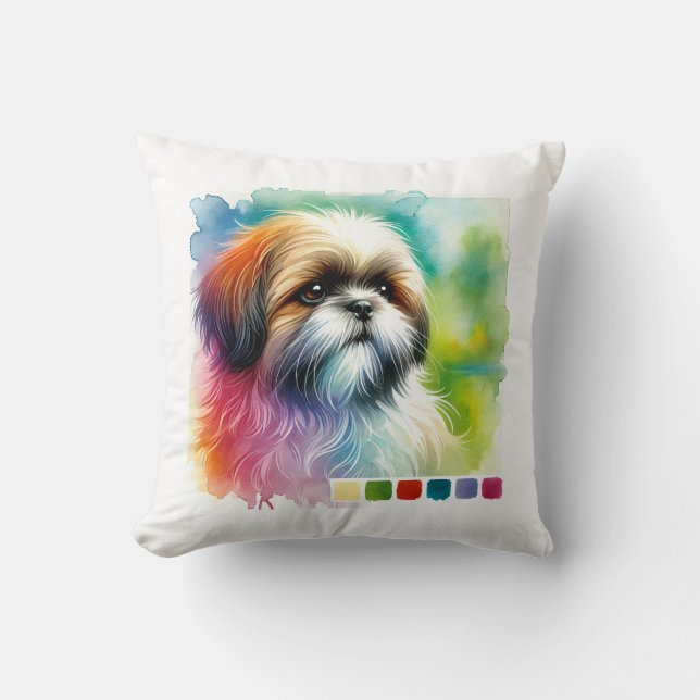 Shih Tzu Dog 200924AREF131 - Watercolor Kudde (Framsida)
