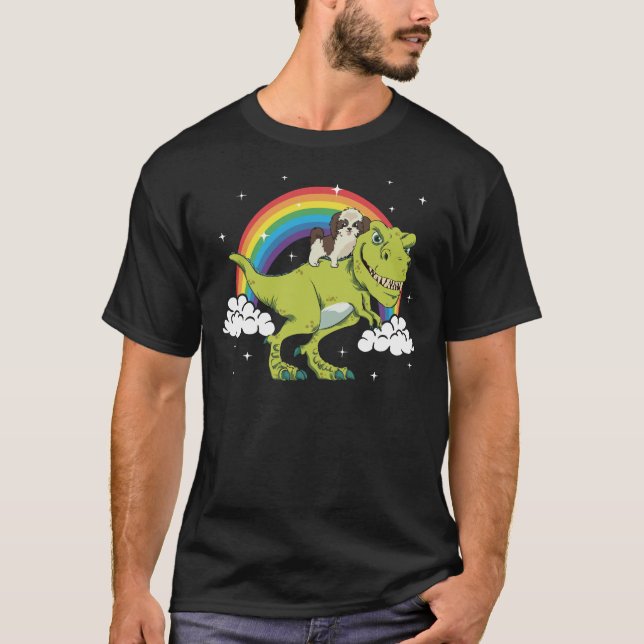 Shih Tzu Dog Dinosaur T Rex Dino Shirt (Framsida)