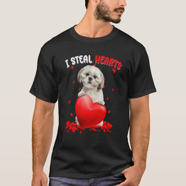 Shih Tzu Dog I Steal Hearts Cute Valentine Day Wom T Shirt (Framsida)