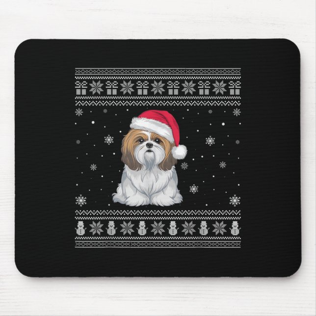 Shih Tzu Dog Lovers Men Women Santa Ugly Xmas Swea Musmatta (Framsidan)