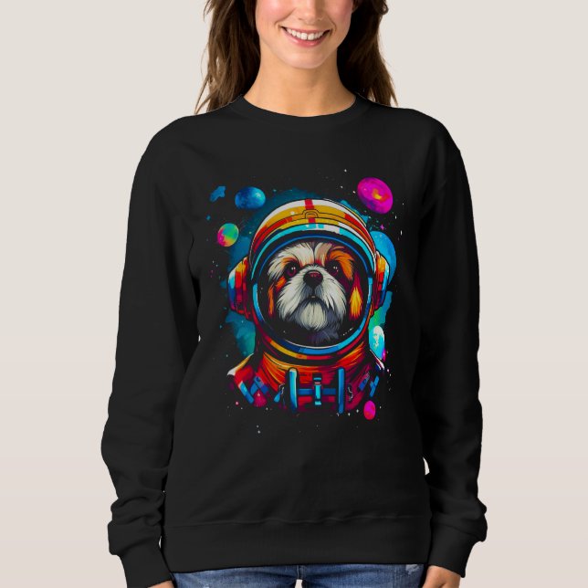 Shih Tzu Dog Planet Space T Shirt (Framsida)