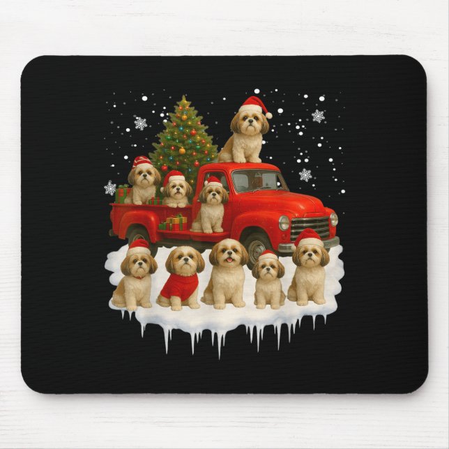 Shih Tzu Dog Red Truck Christmas Tree Santa Ugly X Musmatta (Framsidan)