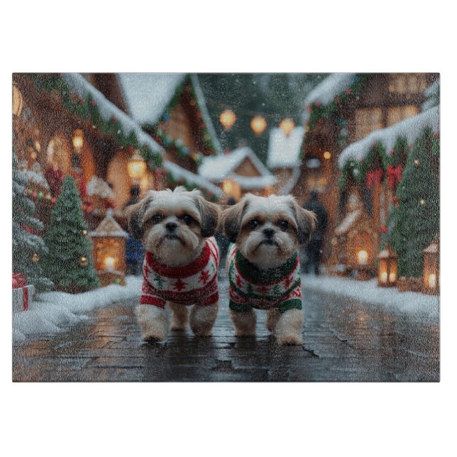 Shih Tzu Dogs Christmas Snow Holiday (Framsidan)