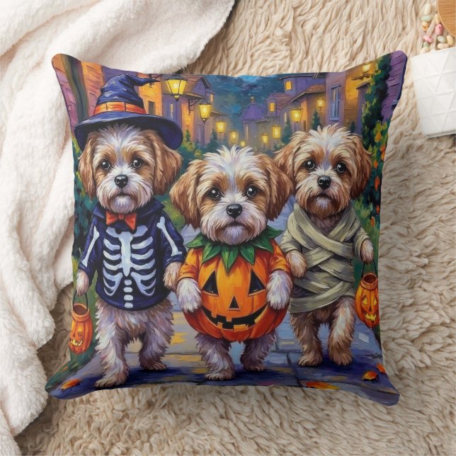 Shih Tzu Dogs Trick-or-Treating Halloween Costumes Kudde (Filt)