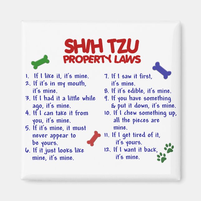 SHIH TZU Egendom Laws 2 Magnet (Framsidan)