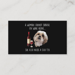 Shih Tzu En kvinna kan inte Överleva på Vin Ensa Visitkort