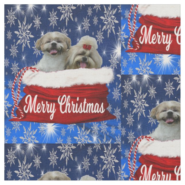 Shih tzu Fabric jul Tyg (Närbild)