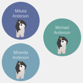 Shih Tzu färg vattentät etikett