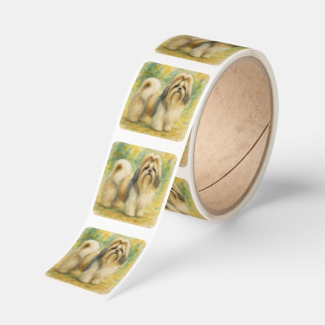 Shih Tzu Fyrkantigt Klistermärke (Rulle)